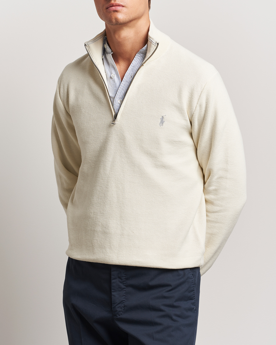 Men | Clothing | Polo Ralph Lauren | Textured Half Zip Herbal Milk