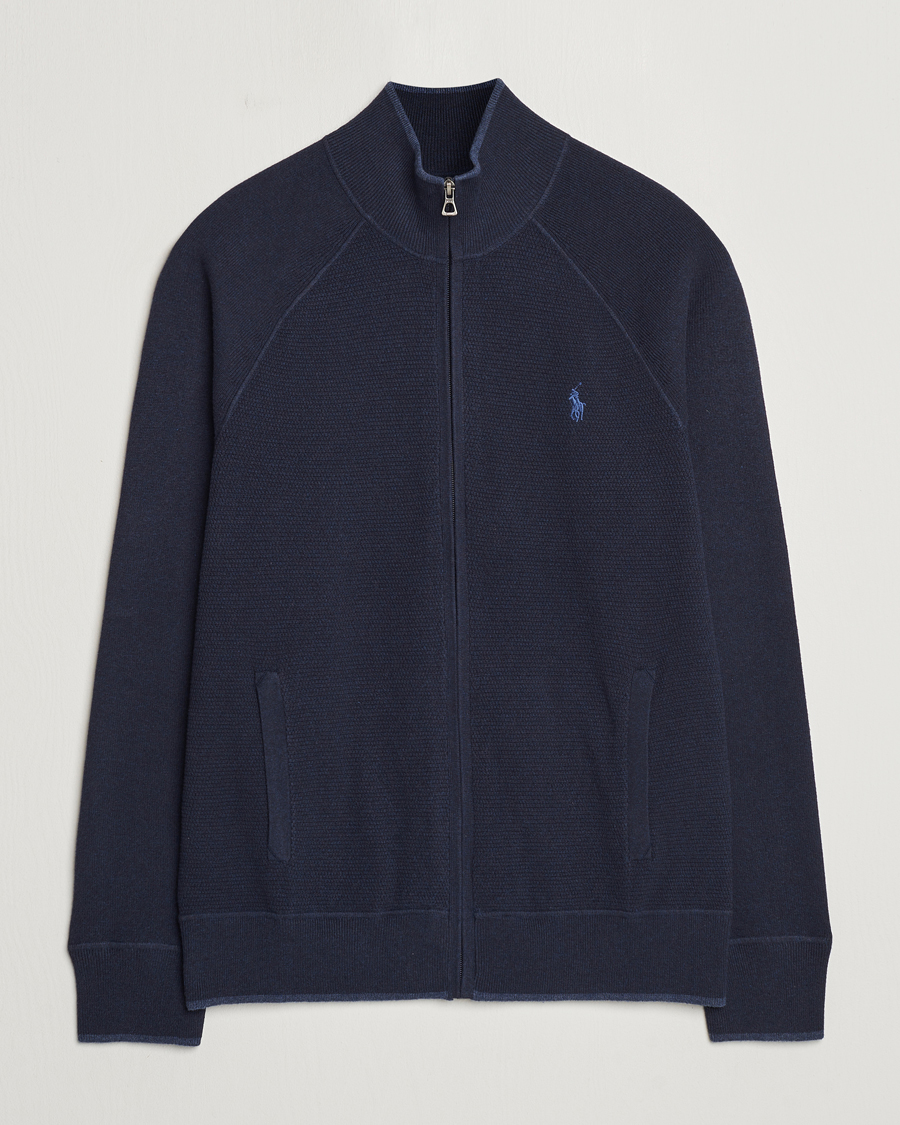 Men | Sweaters & Knitwear | Polo Ralph Lauren | Textured Full Zip Navy Heather