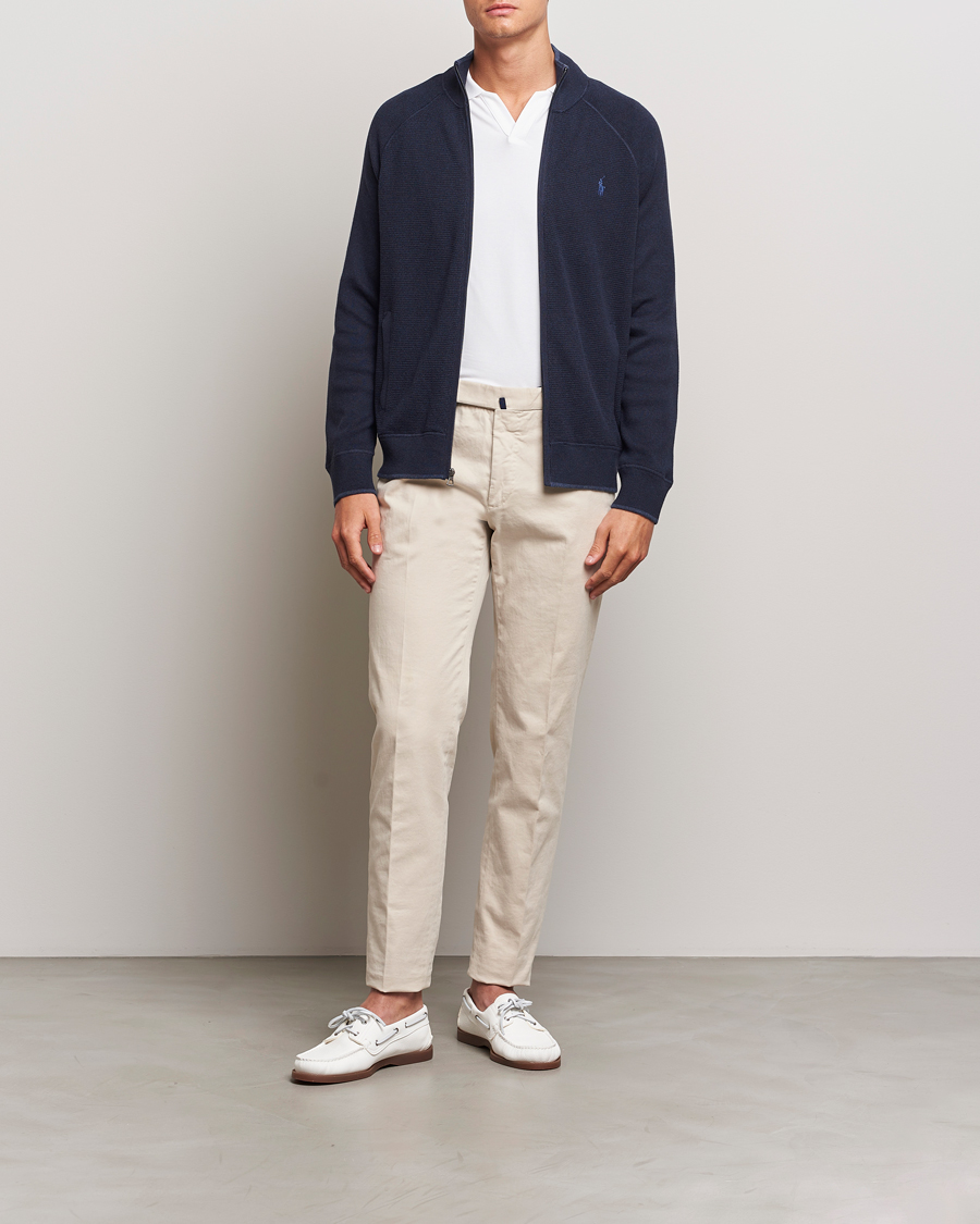 Men | Sweaters & Knitwear | Polo Ralph Lauren | Textured Full Zip Navy Heather