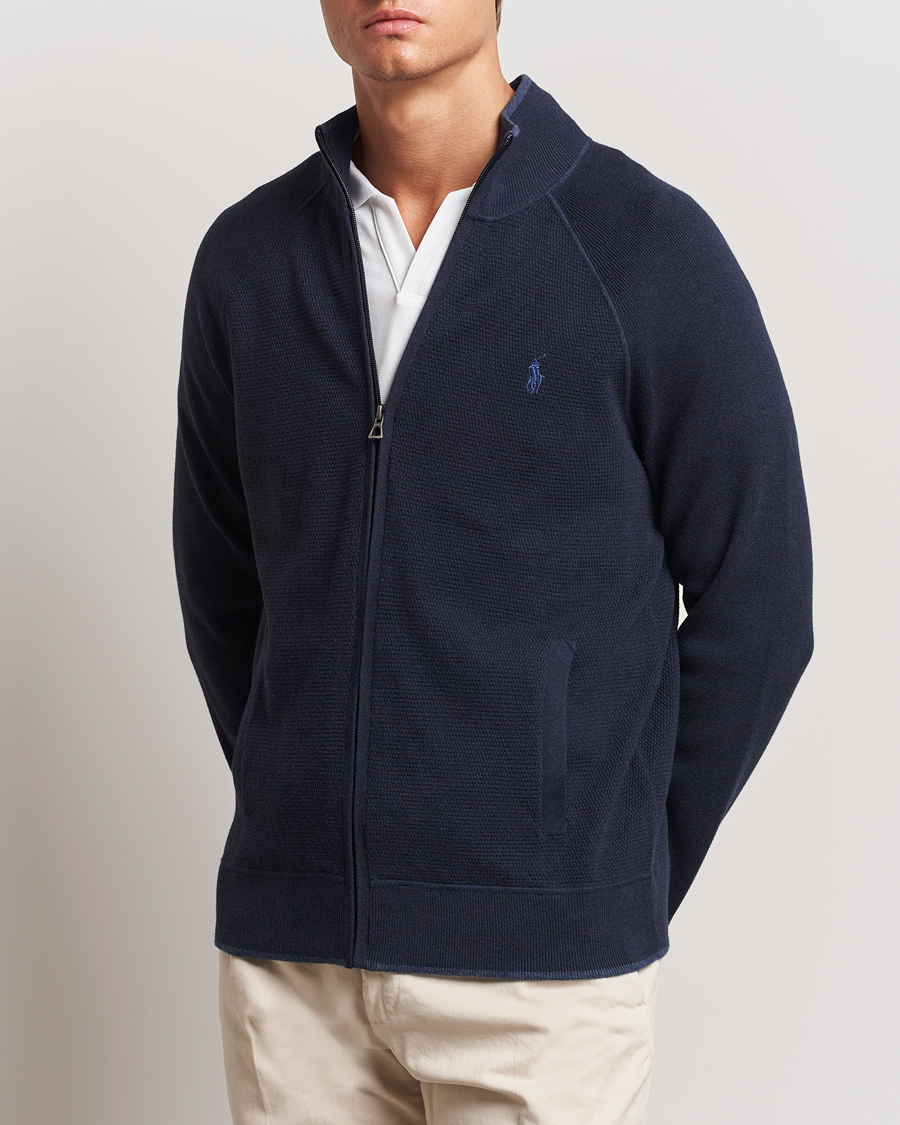 Men | Sweaters & Knitwear | Polo Ralph Lauren | Textured Full Zip Navy Heather