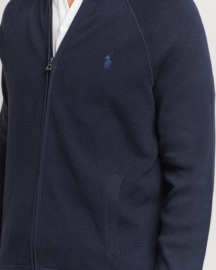 Men | Sweaters & Knitwear | Polo Ralph Lauren | Textured Full Zip Navy Heather