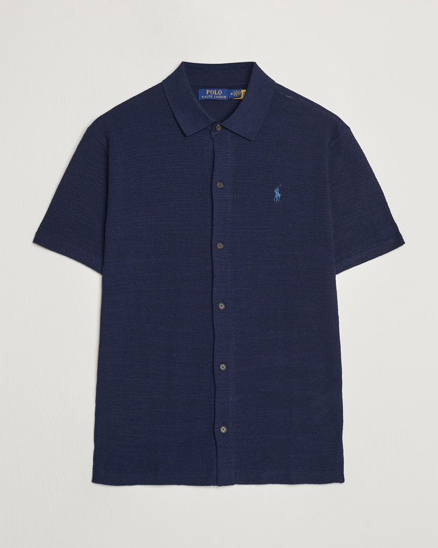 Men | Shirts | Polo Ralph Lauren | Textured Knitted Short Sleeve Shirt Bright Navy