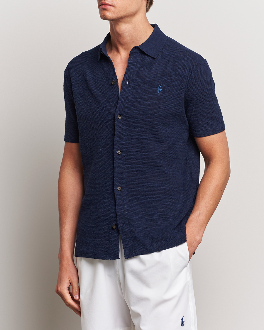 Men | Shirts | Polo Ralph Lauren | Textured Knitted Short Sleeve Shirt Bright Navy