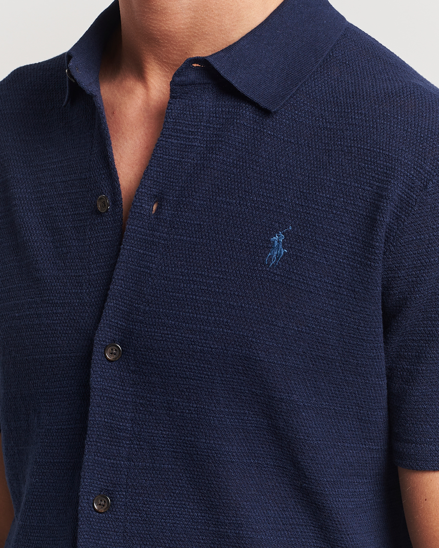 Polo Ralph Lauren Textured Knitted Short Sleeve Shirt Bright Navy