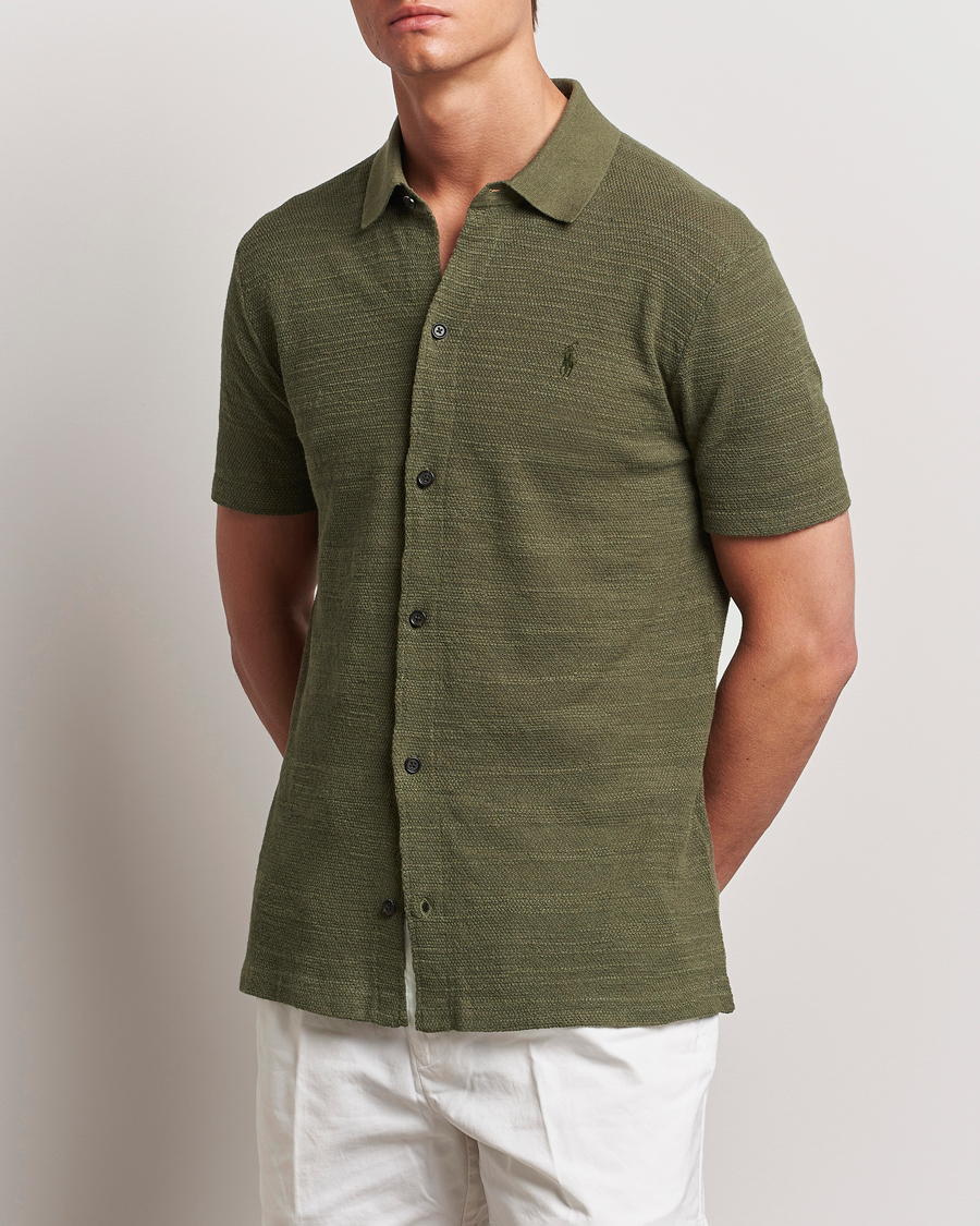 Men | Shirts | Polo Ralph Lauren | Textured Knitted Short Sleeve Shirt Thermal Green