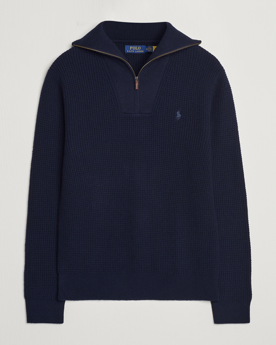 Men | Sweaters & Knitwear | Polo Ralph Lauren | Cotton/Wool Knitted Half Zip Hunter Navy
