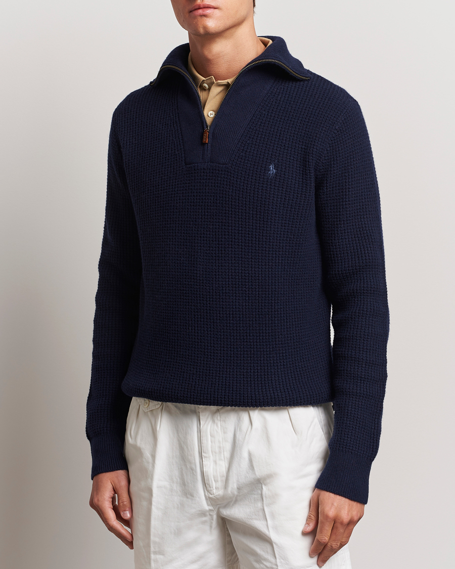 Men | What's new | Polo Ralph Lauren | Cotton/Wool Knitted Half Zip Hunter Navy