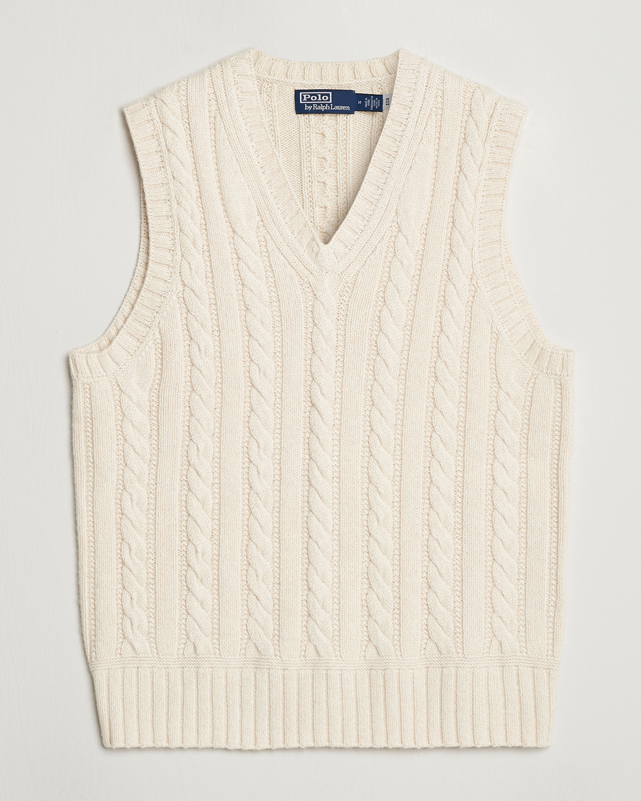 Men | Sweaters & Knitwear | Polo Ralph Lauren | Cotton Aran Knitted Vest Cream