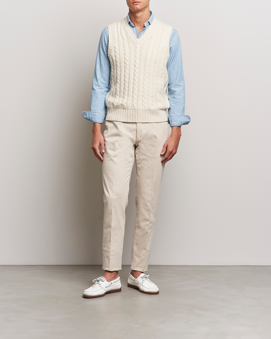 Men | Sweaters & Knitwear | Polo Ralph Lauren | Cotton Aran Knitted Vest Cream