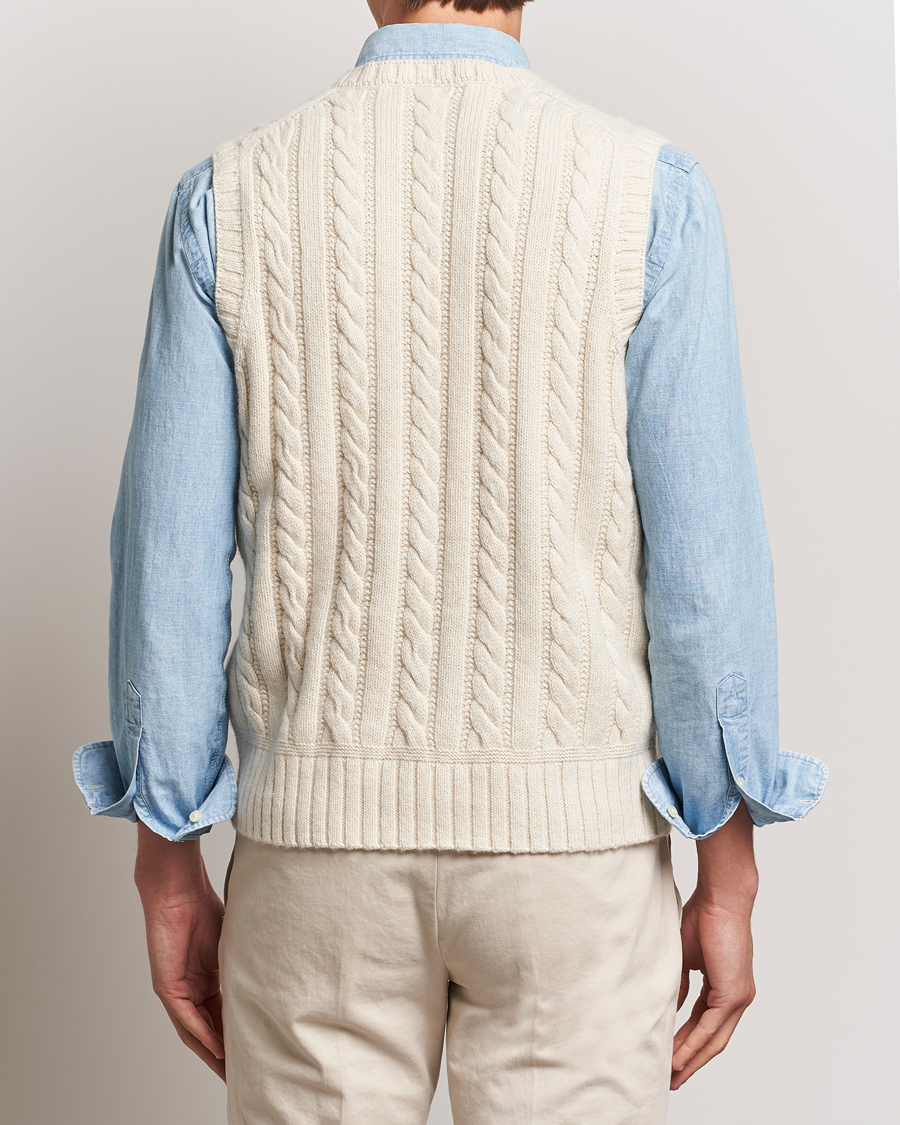 Men | Sweaters & Knitwear | Polo Ralph Lauren | Cotton Aran Knitted Vest Cream