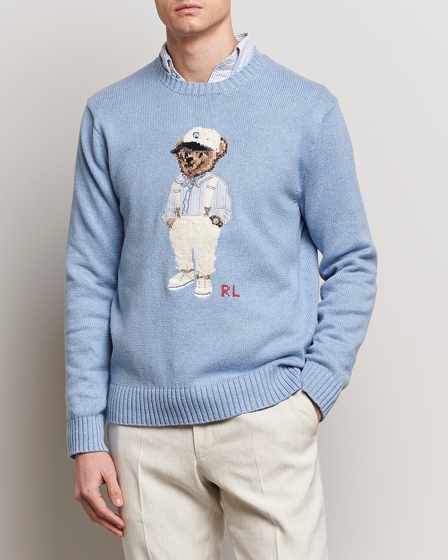 Men | Knitted Jumpers | Polo Ralph Lauren | Knitted Hemingway Bear Sweater Driftwood Blue