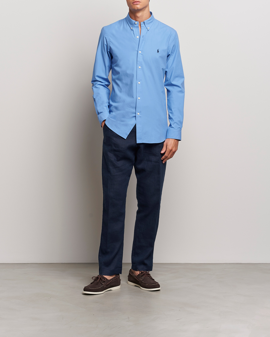 Men | Shirts | Polo Ralph Lauren | Slim Fit Poplin Shirt Harbor Island Blue