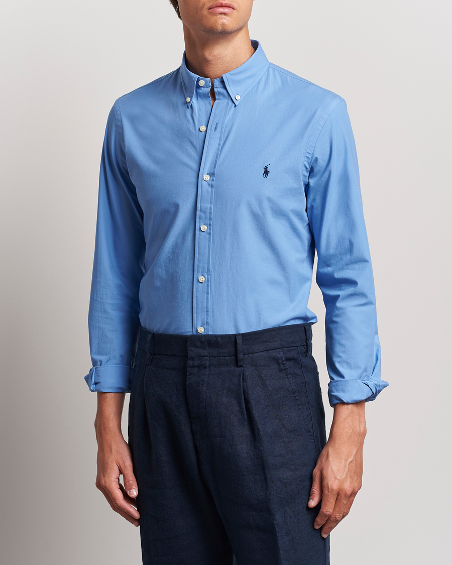 Men |  | Polo Ralph Lauren | Slim Fit Poplin Shirt Harbor Island Blue