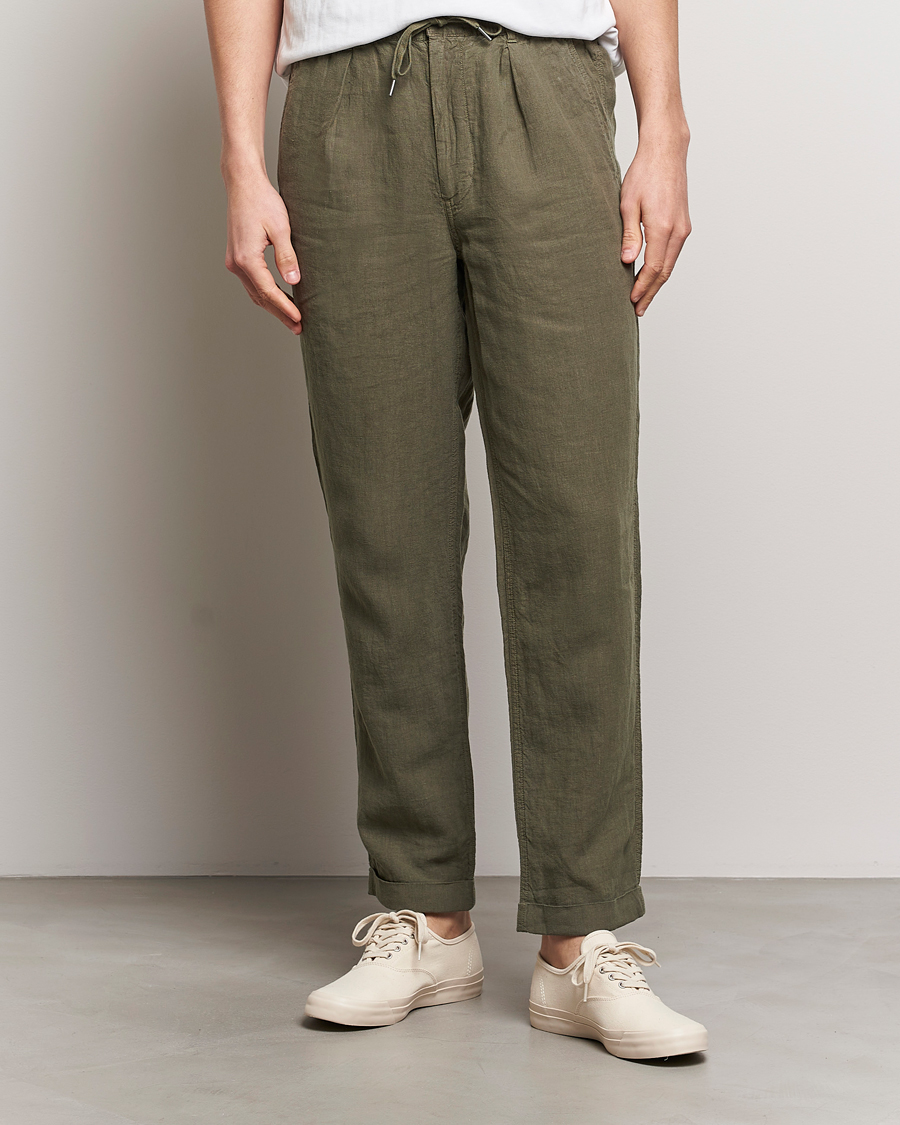 Men | The Linen Closet | Polo Ralph Lauren | Prepster Linen Trousers Thermal Green