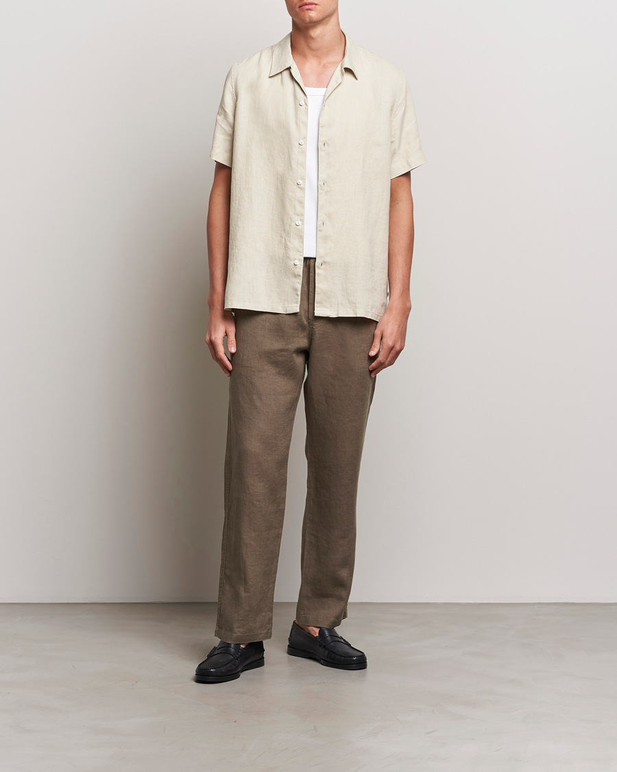 Men | Shirts | Samsøe Samsøe | Saavan Linen Short Sleeve Shirt Castle Wall