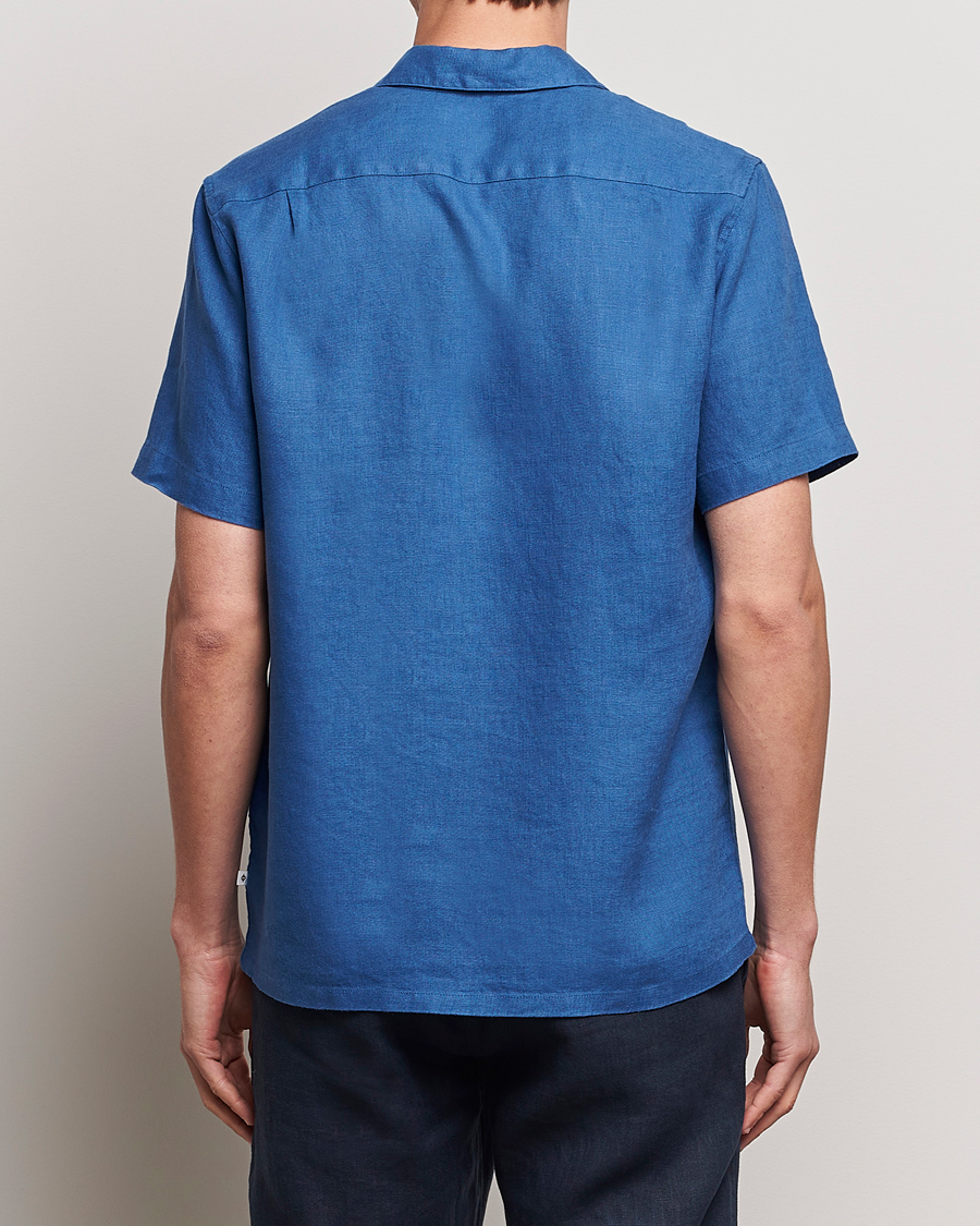 Men | Shirts | Samsøe Samsøe | Saavan Linen Short Sleeve Shirt Déja Vu Blue