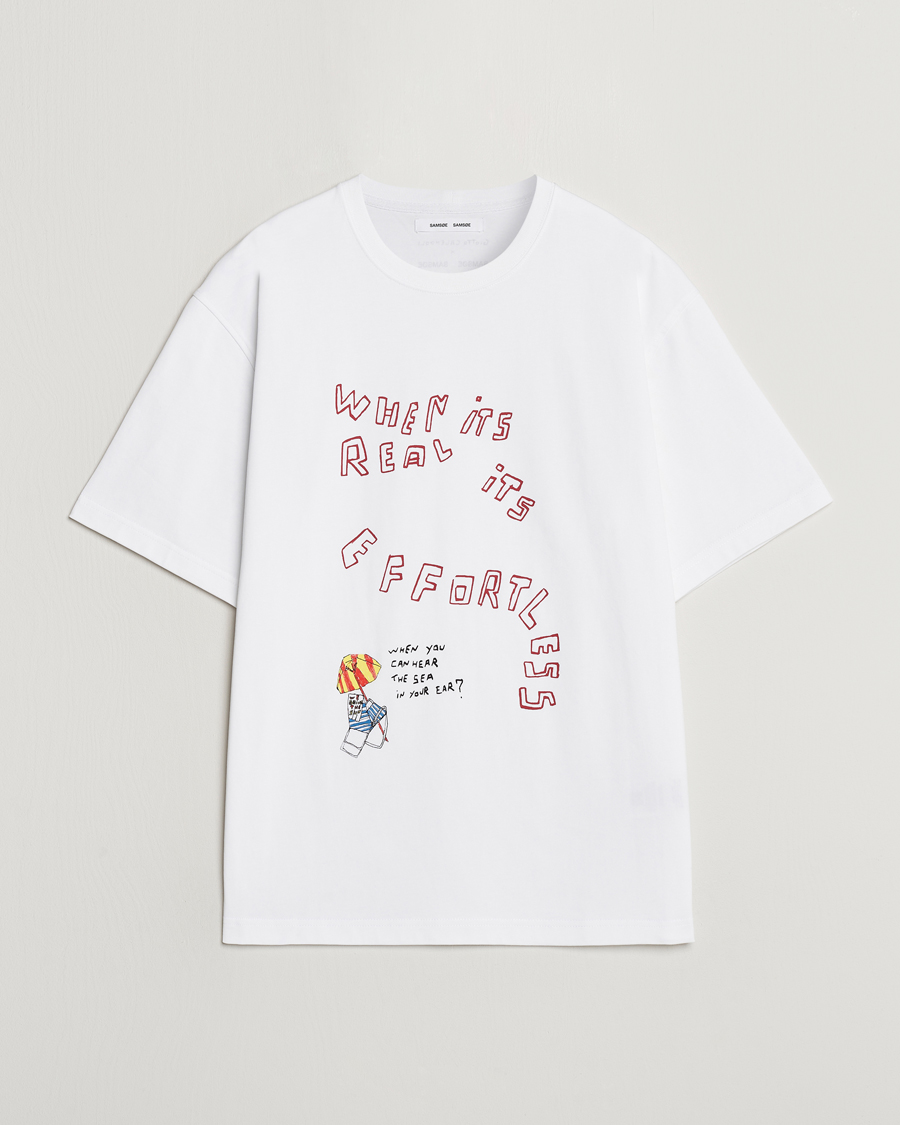 Men | T-Shirts | Samsøe Samsøe | Sagiotto Printed Crew Neck T-Shirt White Effortless
