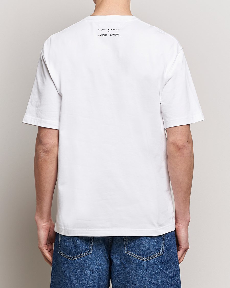 Men | T-Shirts | Samsøe Samsøe | Sagiotto Printed Crew Neck T-Shirt White Effortless