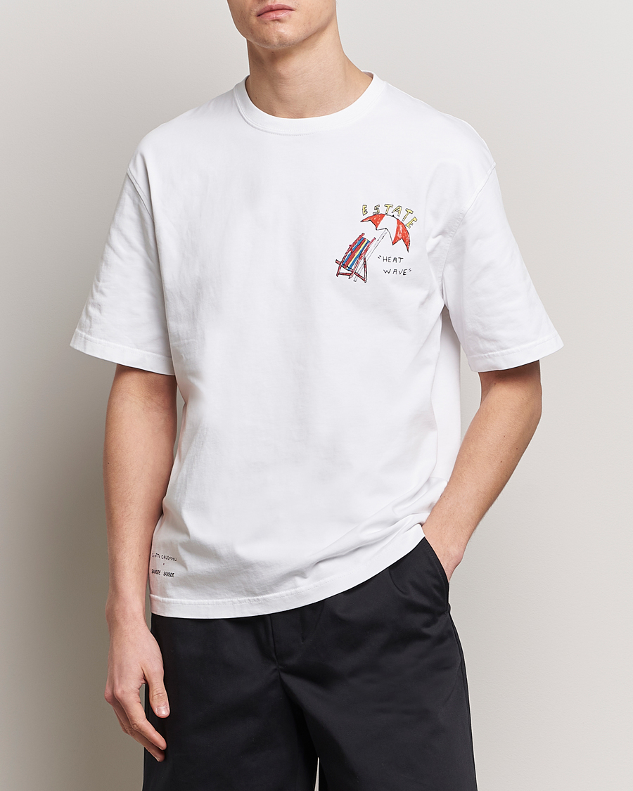 Men | Short Sleeve T-shirts | Samsøe Samsøe | Sagiotto Printed Crew Neck T-Shirt White Estate