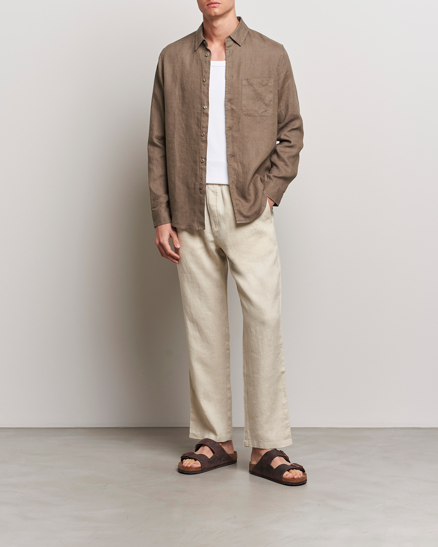 Men | Trousers | Samsøe Samsøe | Sajabari Linen Drawstring Trousers Castle Wall