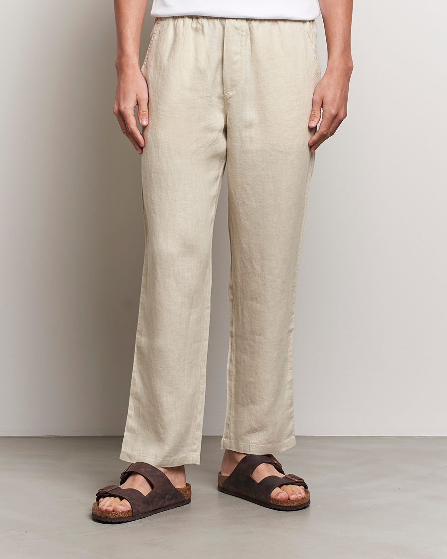 Men | Trousers | Samsøe Samsøe | Sajabari Linen Drawstring Trousers Castle Wall