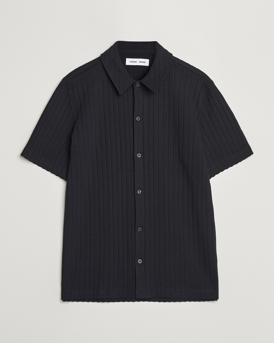 Men | Shirts | Samsøe Samsøe | Sakvistbro Structured Short Sleeve Shirt Black