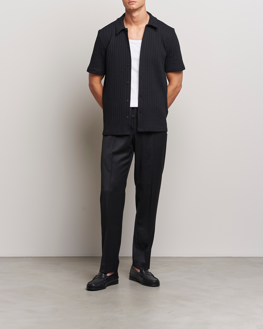 Men | Shirts | Samsøe Samsøe | Sakvistbro Structured Short Sleeve Shirt Black