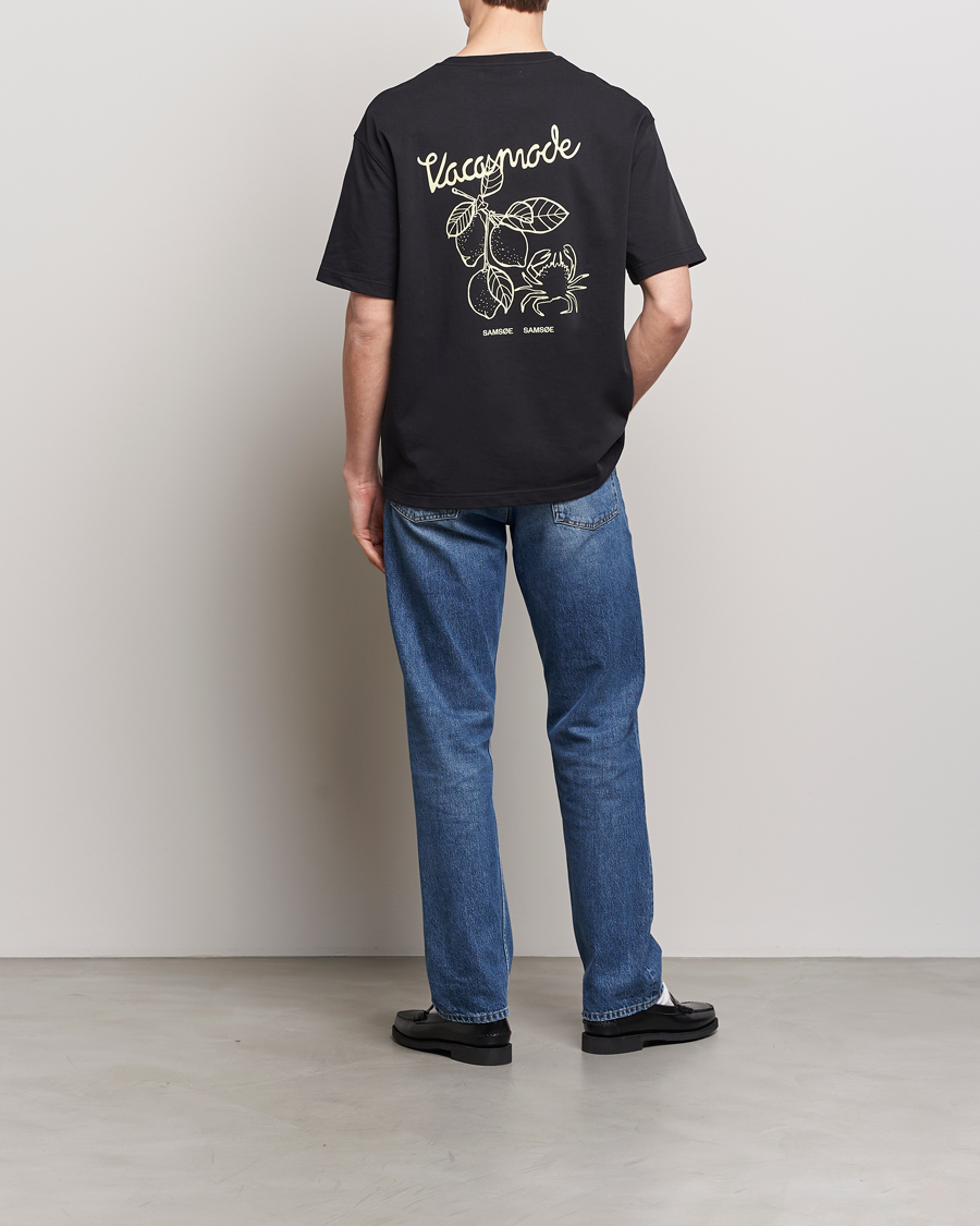 Men | T-Shirts | Samsøe Samsøe | Savaca Printed Crew Neck T-Shirt Black