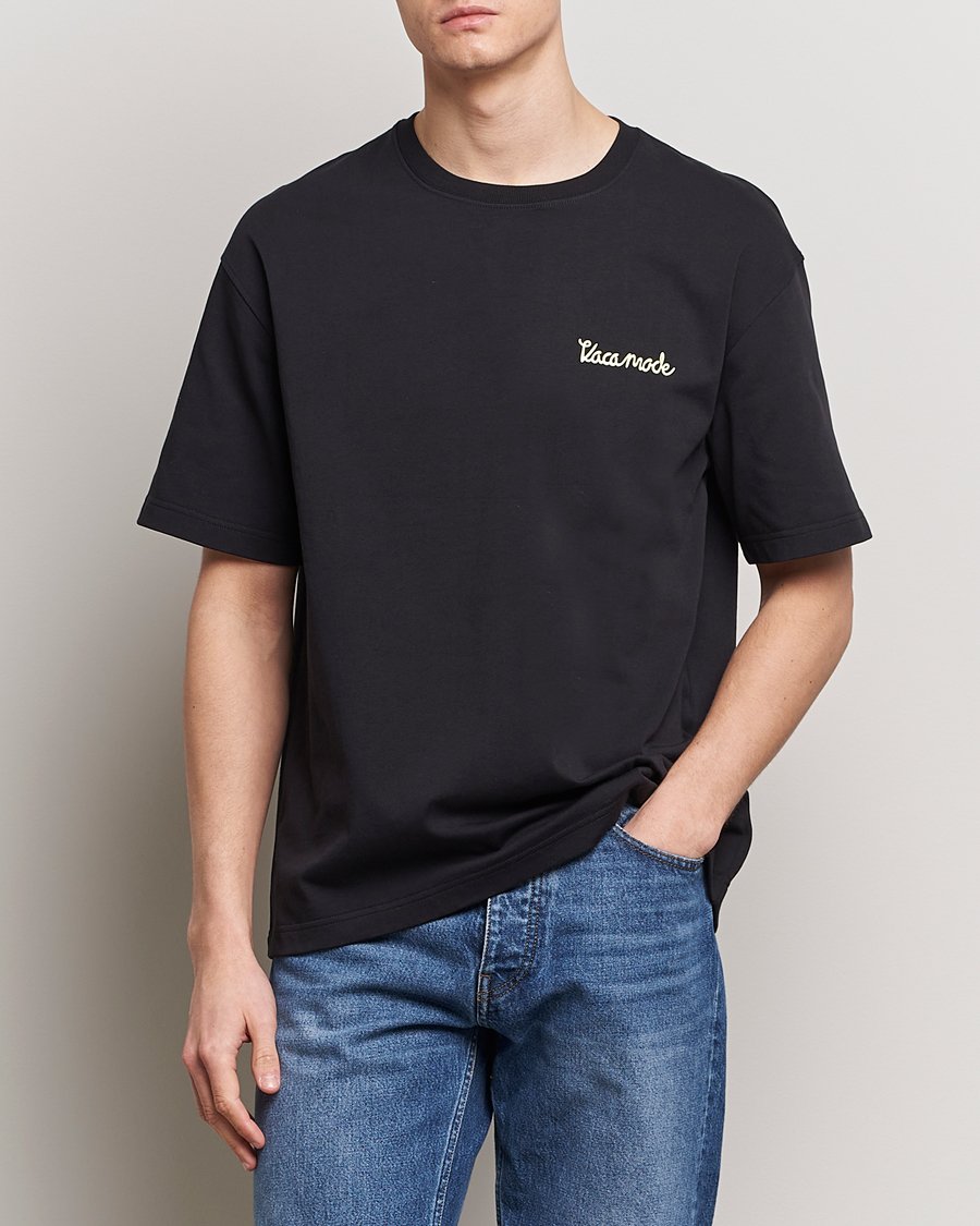 Men | Black t-shirts | Samsøe Samsøe | Savaca Printed Crew Neck T-Shirt Black