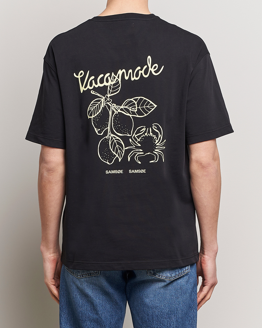 Men | T-Shirts | Samsøe Samsøe | Savaca Printed Crew Neck T-Shirt Black