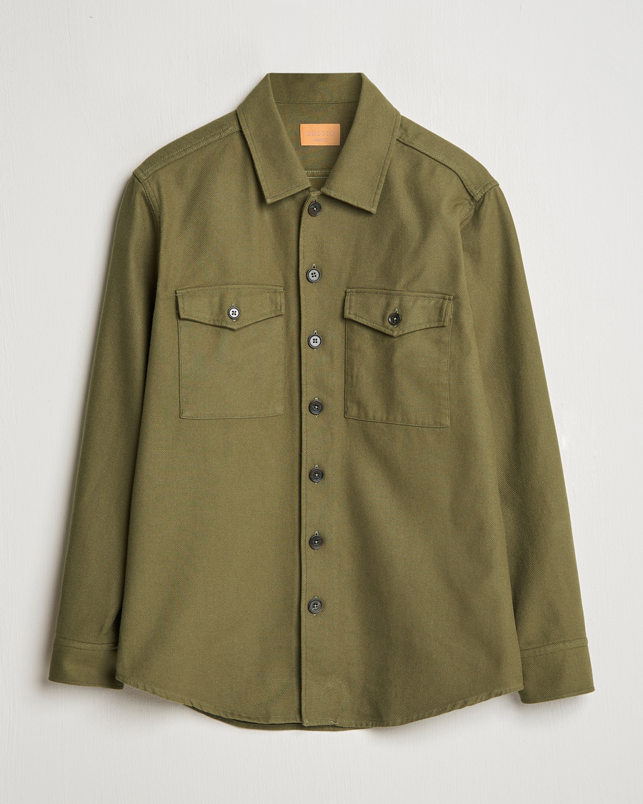 Men | Shirts | Grigio | Heavy Twill Overshirt Military