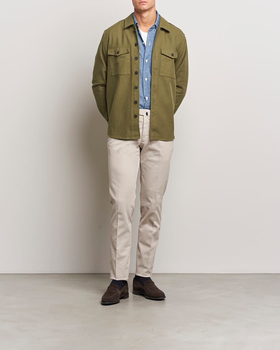 Men | Shirts | Grigio | Heavy Twill Overshirt Military
