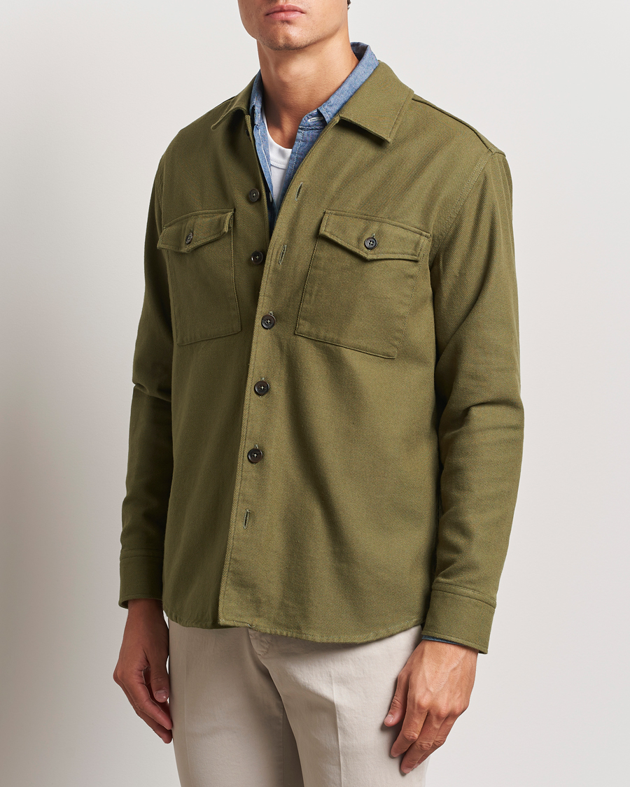 Men | Shirts | Grigio | Heavy Twill Overshirt Military