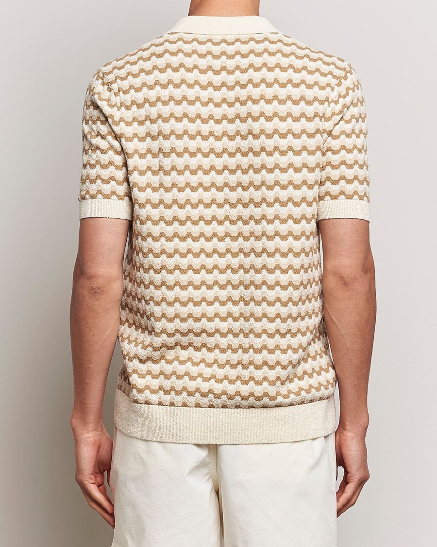 Men | Polo Shirts | Fred Perry | Bouclé Jacquard Knitted Polo Ecru
