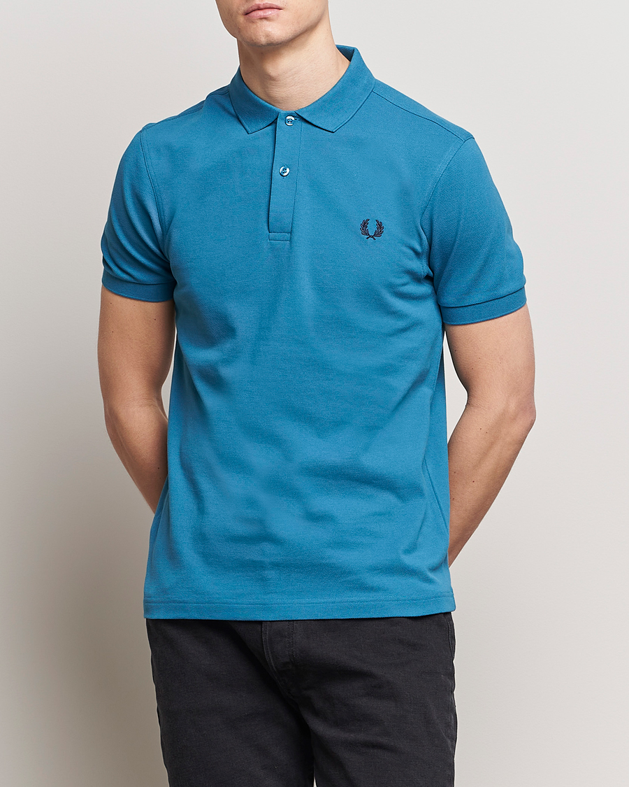 Men | Best of British | Fred Perry | Plain Polo Shirt Ocean Blue