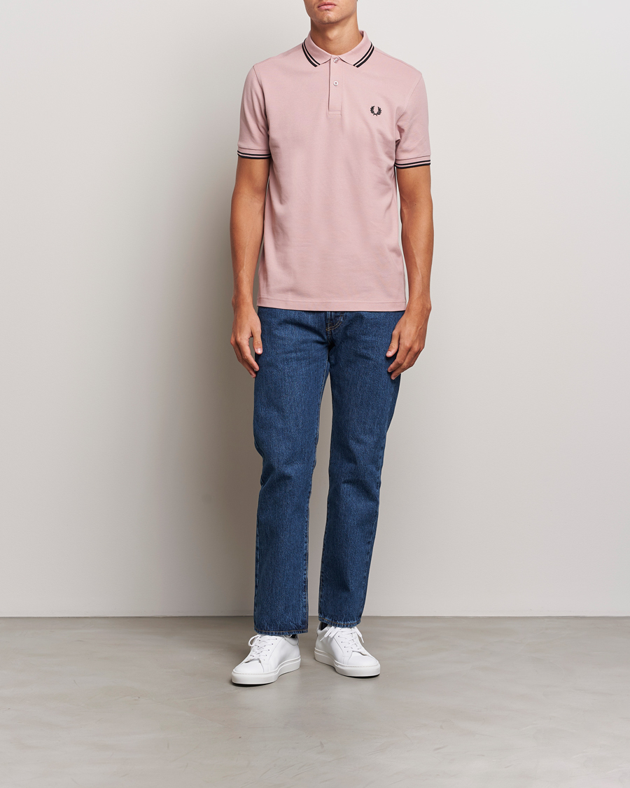 Men | Polo Shirts | Fred Perry | Twin Tipped Polo Shirt Dusty Rose Pink