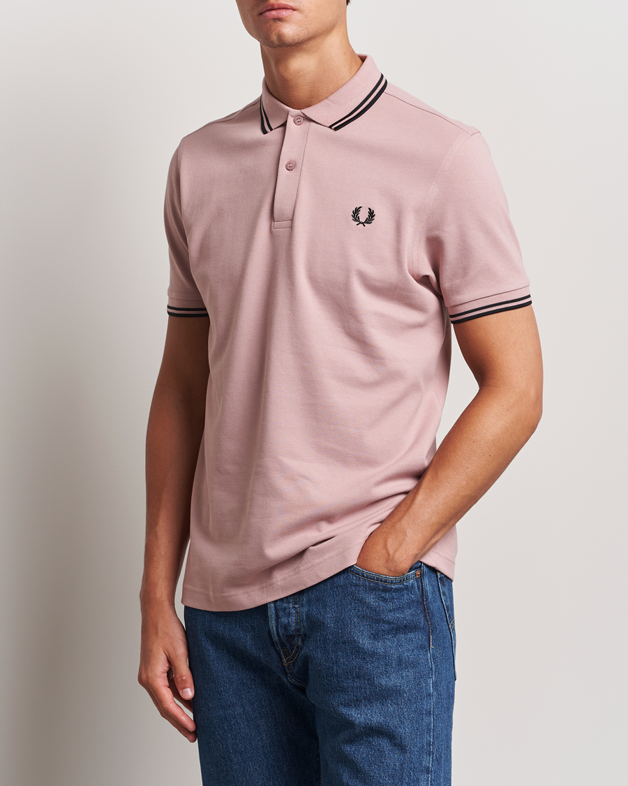 Men | Polo Shirts | Fred Perry | Twin Tipped Polo Shirt Dusty Rose Pink