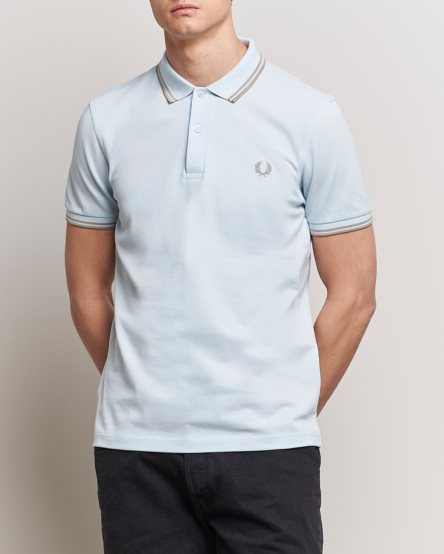 Men | Short Sleeve Polo Shirts | Fred Perry | Twin Tipped Polo Shirt Light Ice