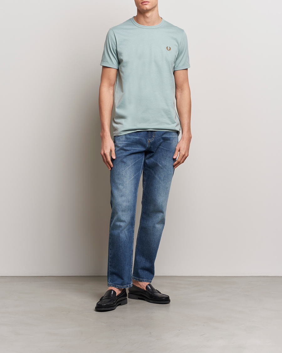 Men | T-Shirts | Fred Perry | Ringer T-Shirt Silver Blue