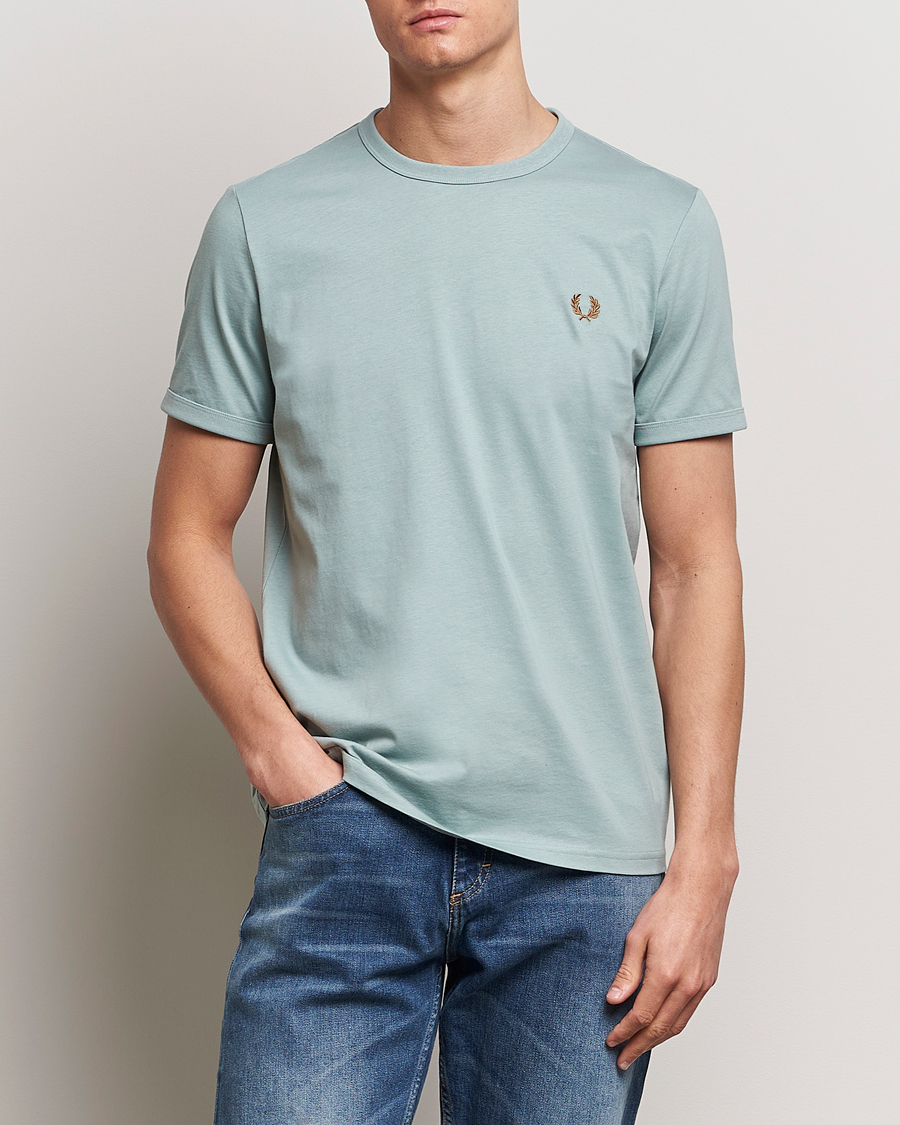 Men | Best of British | Fred Perry | Ringer T-Shirt Silver Blue