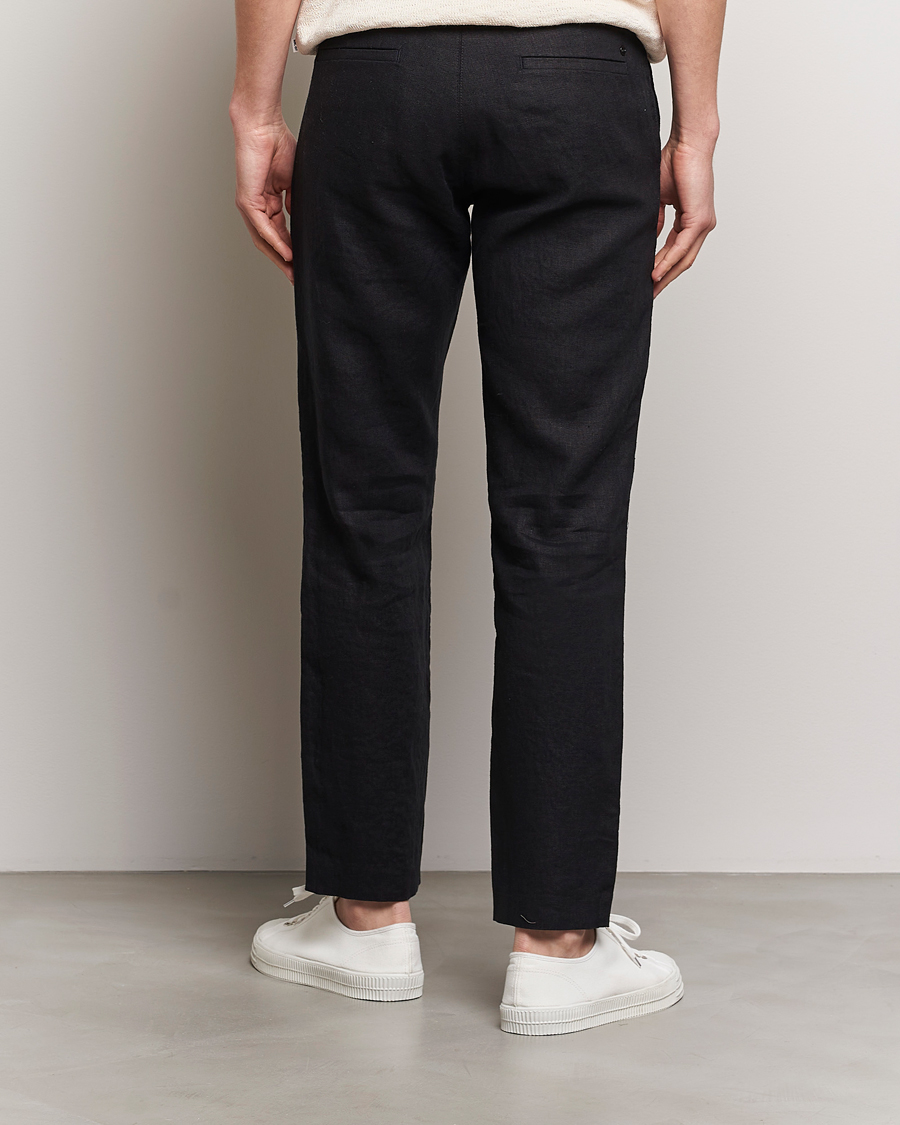NN07 Theo Linen Trousers Black at CareOfCarl.com