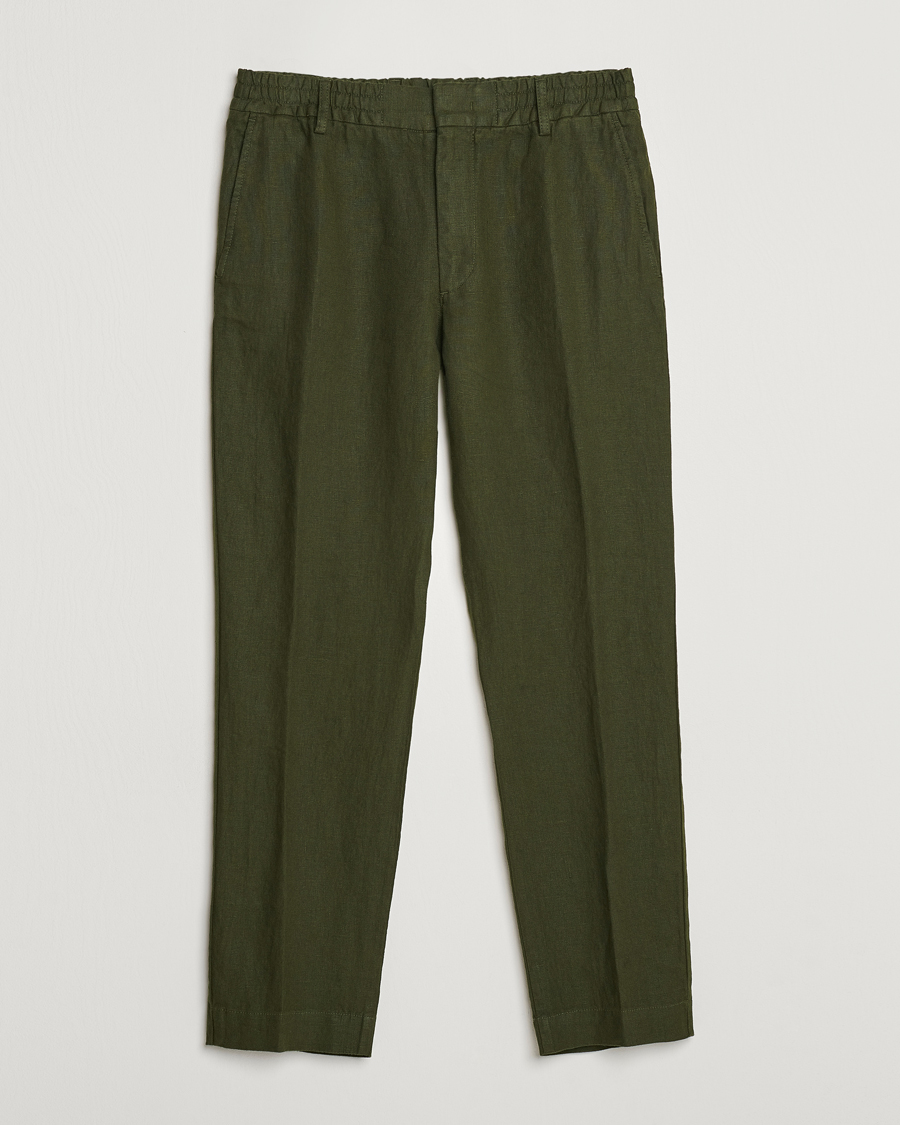 NN07 Billie Linen Drawstring Trousers Rosin Green at