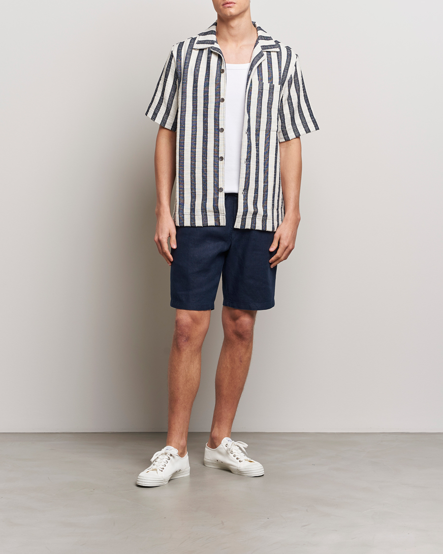 Men | Shorts | NN07 | Seb Linen Drawstring Shorts Navy Blue