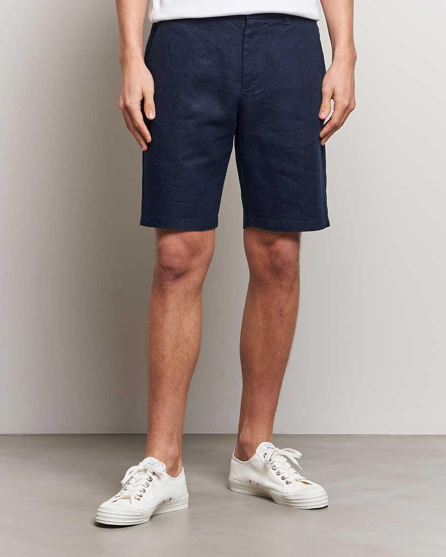 Mies |  | NN07 | Crown Linen Shorts Navy Blue