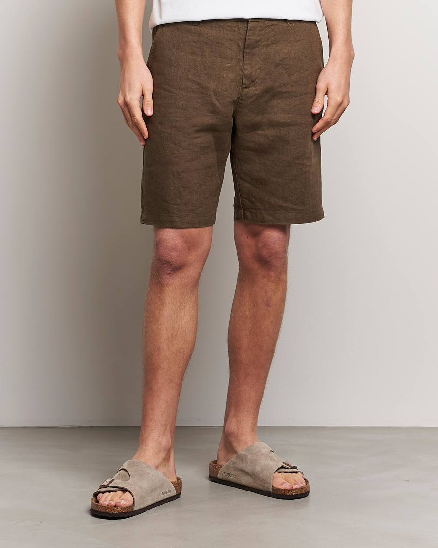 Men | Shorts | NN07 | Crown Linen Shorts Cocoa Brown