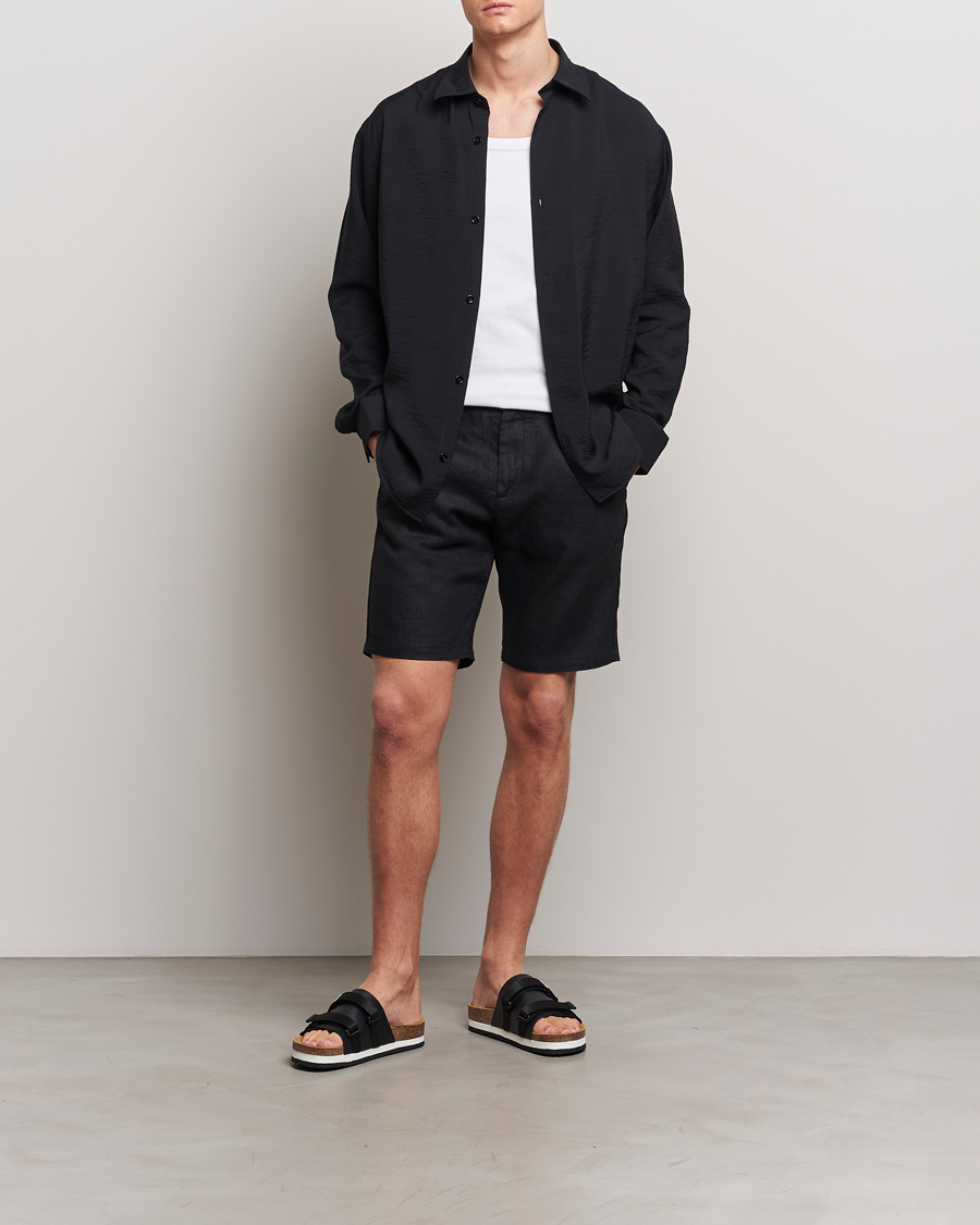 Men | Shorts | NN07 | Crown Linen Shorts Black