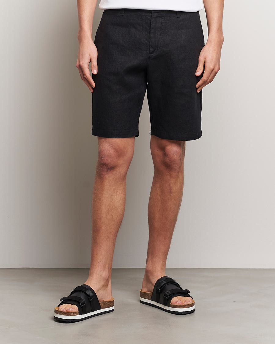 Men | Linen Shorts | NN07 | Crown Linen Shorts Black