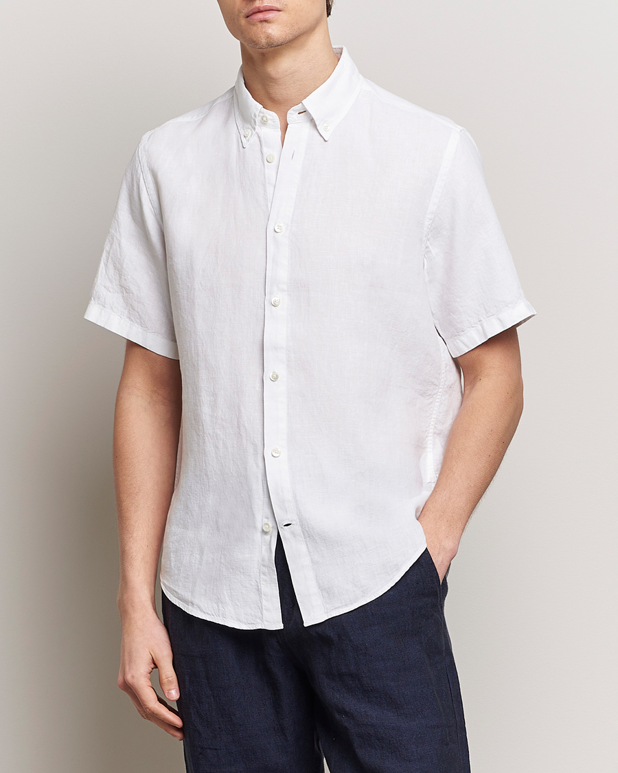 Men | Business & Beyond | NN07 | Arne Linen Short Sleeve Shirt White