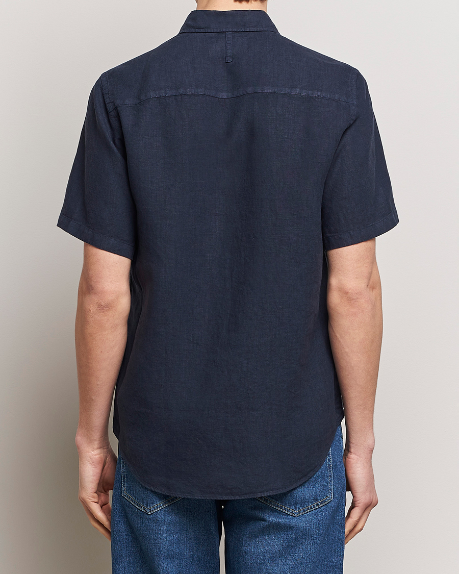 Men | Shirts | NN07 | Arne Linen Short Sleeve Shirt Navy Blue
