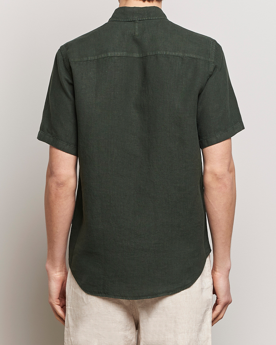 Men | Shirts | NN07 | Arne Linen Short Sleeve Shirt Rosin Green